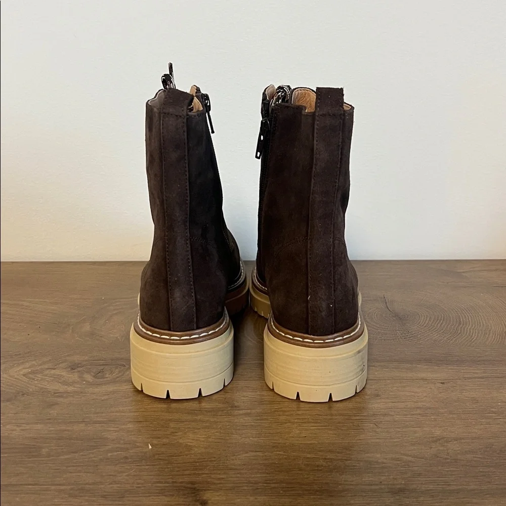 Anthropologie Pop Lace Brown Suede Hiker Boot Sz 9